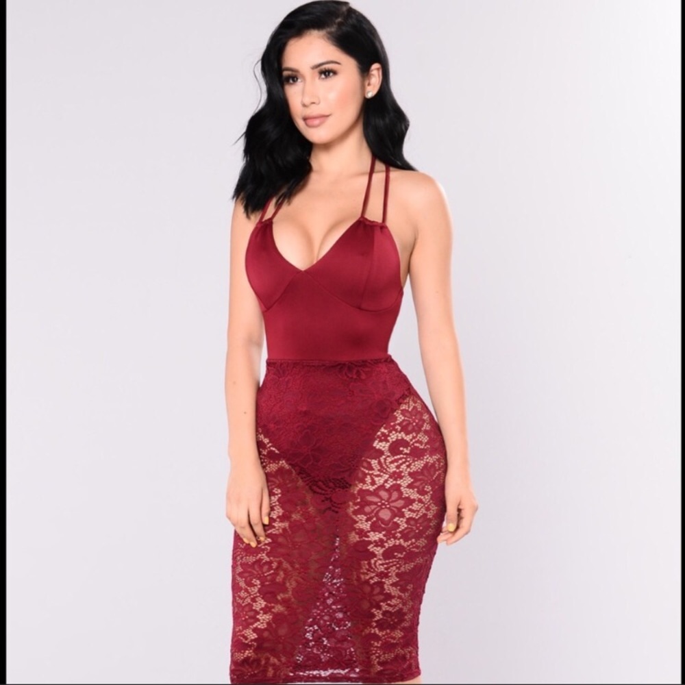 Fashion Nova Burgundy Dress